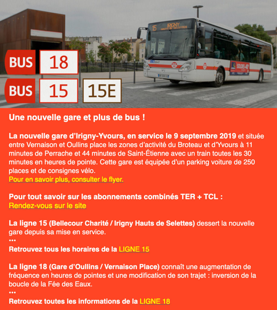 Article sur les nouvelle lignes de bus 18,15 et 15E